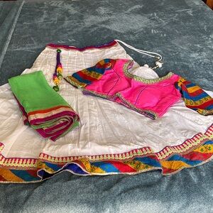 Vibrant Pink and Green Lehenga
